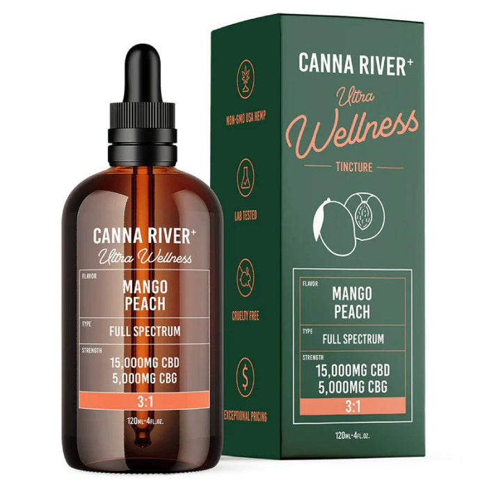 Canna River Ultra Pain Full Spectrum CBD Oil with CBG 20000mg (120mL) Mango Peach