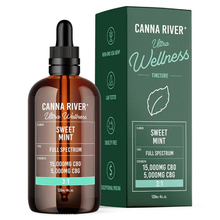 Canna River Ultra Pain Full Spectrum CBD Oil with CBG 20000mg (120mL) Sweet Mint