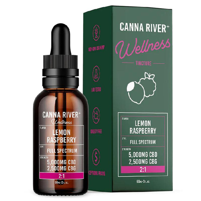Canna River Pain Full Spectrum CBD Oil with CBG 5000mg (60mL) Lemon Raspberry