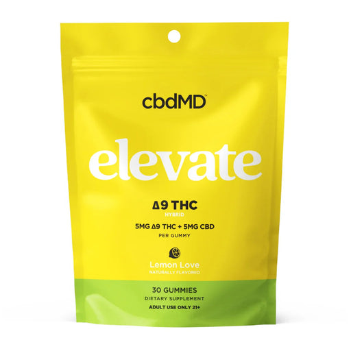 cbdMD Elevate Delta 9 THC and CBD Gummies Lemon Love 5mg (30 Count)