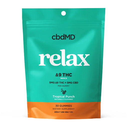cbdMD Relax Delta 9 THC and CBD Gummies Tropical Punch 5mg (30 Count)