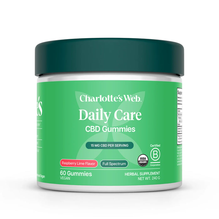 Charlotte's Web Daily Care CBD Gummies Raspberry Lime 15mg & 25mg (60 Count)