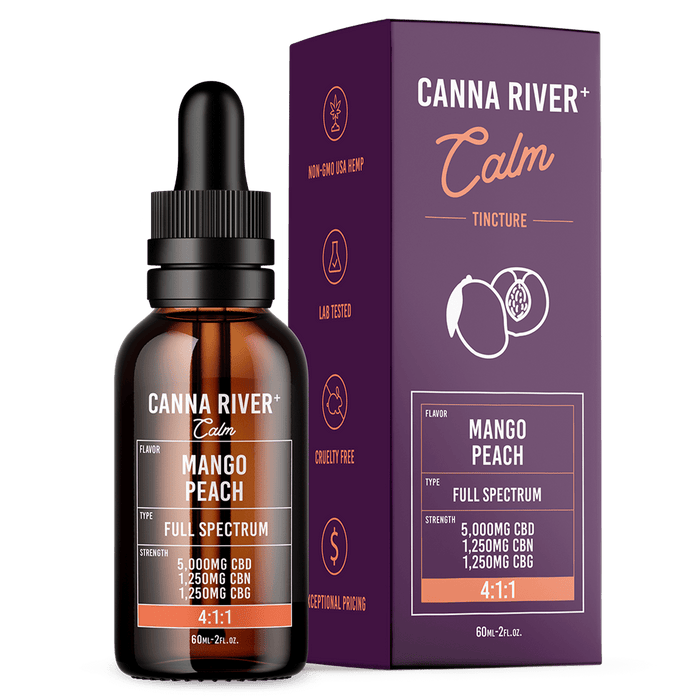 Canna River Calm Full Spectrum CBD Oil with CBN and CBG 5000mg (60mL) Mango Peach