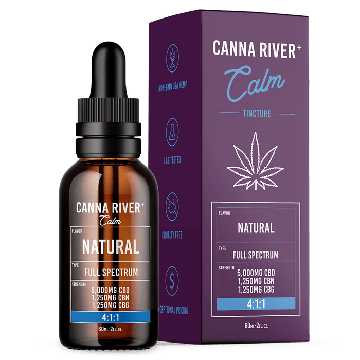 Canna River Calm Full Spectrum CBD Oil with CBN and CBG 5000mg (60mL) Natural