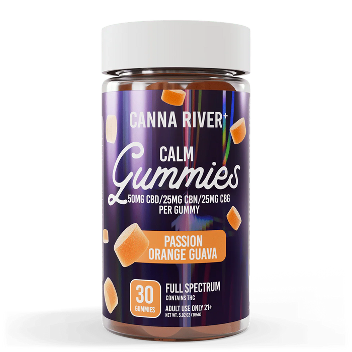 Canna River Calm Full Spectrum CBD Gummies with CBN and CBG 100mg (30 Count) Passion Orange Guava