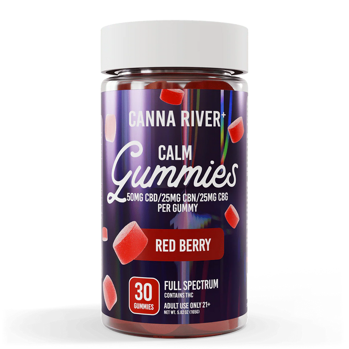Canna River Calm Full Spectrum CBD Gummies with CBN and CBG 100mg (30 Count) Red Berry