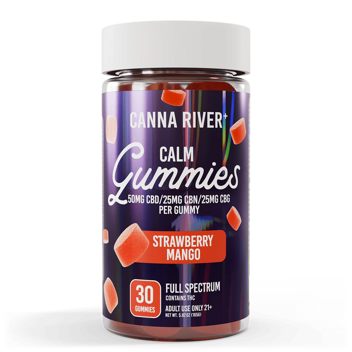 Canna River Calm Full Spectrum CBD Gummies with CBN and CBG 100mg (30 Count) Strawberry Mango