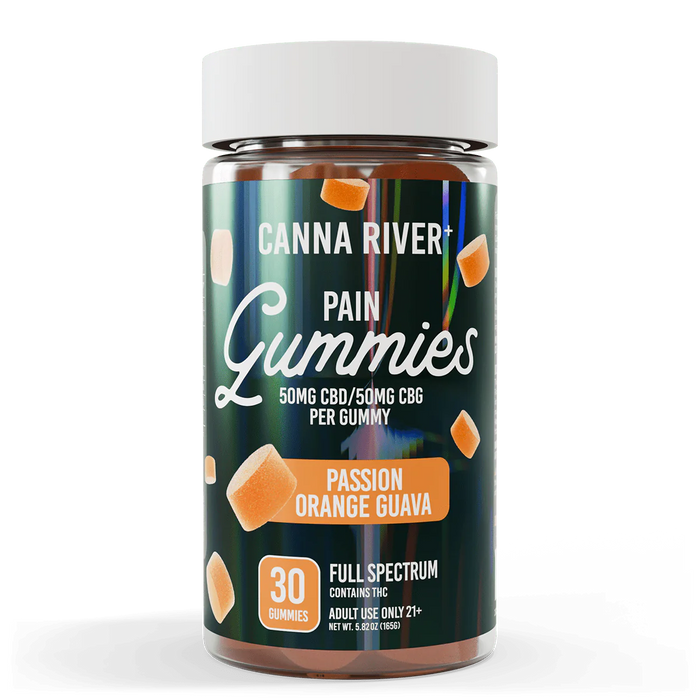 Canna River Pain Full Spectrum CBD Gummies with CBG 100mg (30 Count) Passion Orange Guava