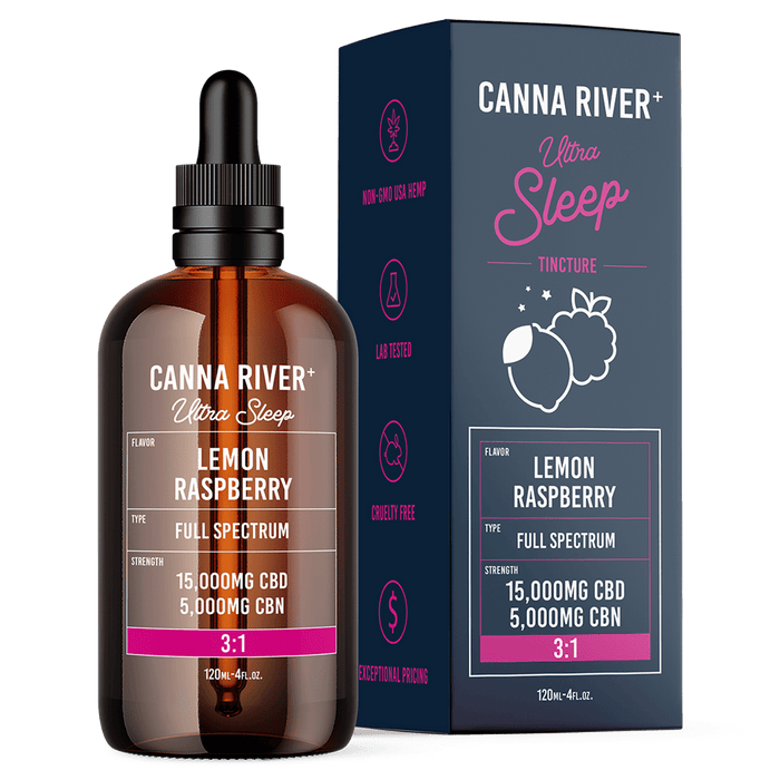 Canna River Ultra Sleep Full Spectrum CBD Oil with CBN 20000mg (120mL) Lemon Raspberry
