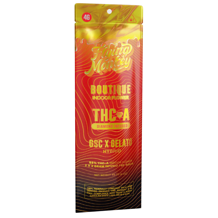 Flying Monkey Boutique Collection THCA Diamond Infused Pre-Rolls 4g (2 Count) GSC x Gelato