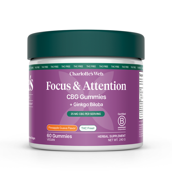 Charlotte's Web Focus & Attention CBG Gummies Guava Pineapple 25mg (60 Count)