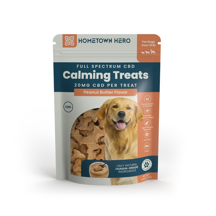 Hometown Hero CBD Dog Treats Peanut Butter 20mg (30 Count) | CBDdatabase.com