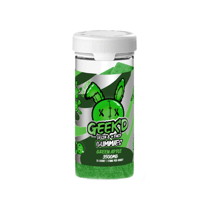 Geek'd Delta 8 and THCP Gummies Green Apple 3500mg (20 Count)