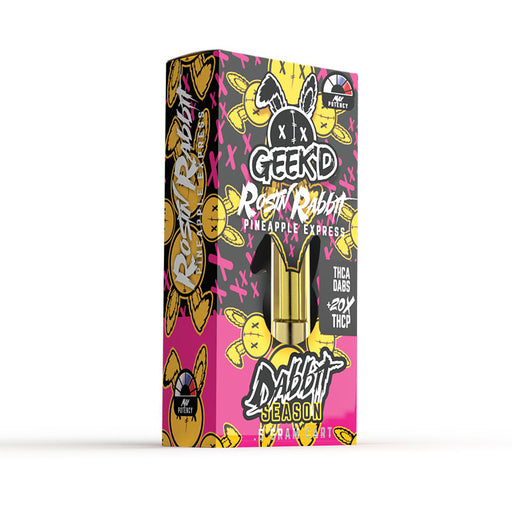 Geek'd Delta 8 and THCP Vape Cartridge with THCA Rosin Rabbit Pineapple Express 0.5g