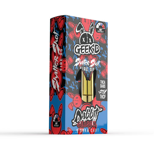 Geek'd Delta 8 and THCP Vape Cartridge with THCA Shatter Shot Fire OG 0.5g