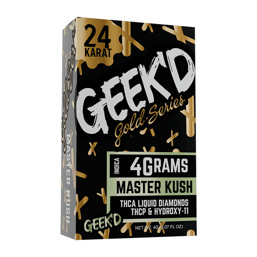 Geek'd Live Resin Delta 8 Disposable Vape with THCA Master Kush (Indica) 4g