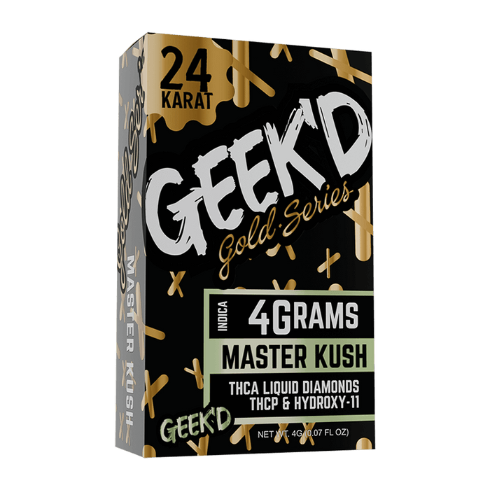 Geek'd Live Resin Delta 8 Disposable Vape with THCA Master Kush (Indica) 4g