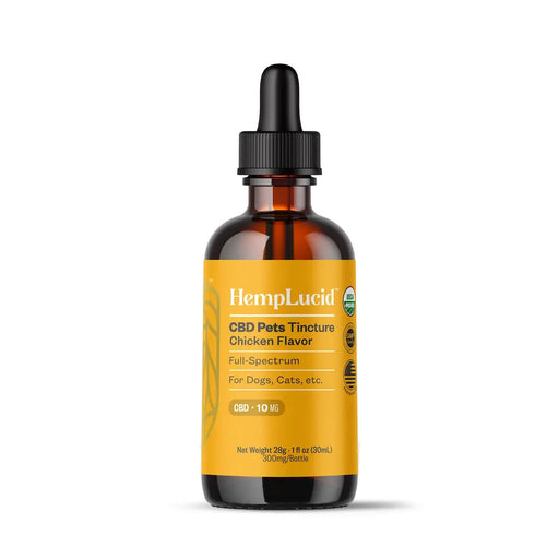 HempLucid Organic CBD for Pets Chicken 300mg bottle, front | CBDdatabase.com