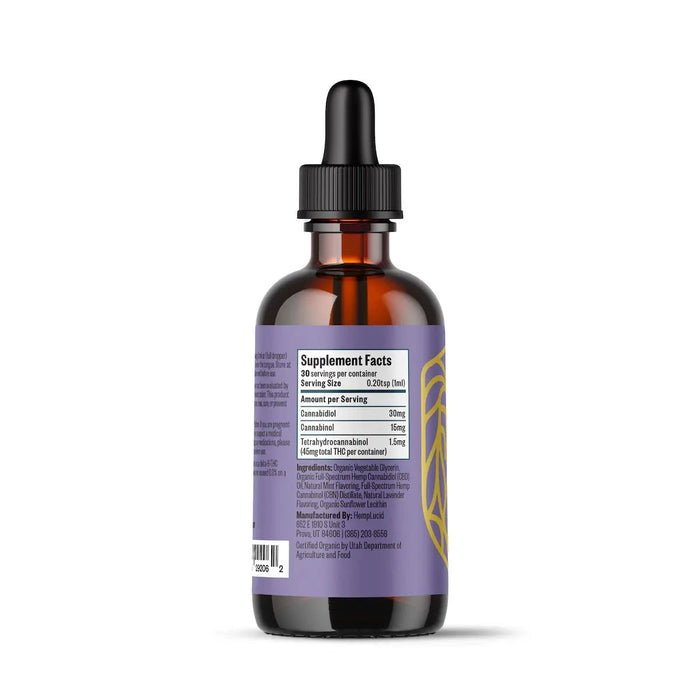 HempLucid Water Soluble CBN bottle, back label | CBDdatabase.com
