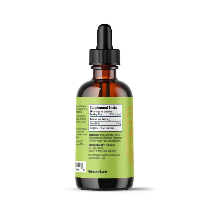 HempLucid THC-Free Water Soluble CBD bottle, back label | CBDdatabase.com