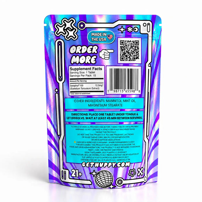 HVPPY Kanna Melties label: supplement facts, ingredients and warnings | CBDdatabase.com