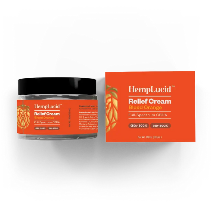 HempLucid Full-Spectrum CBDA + CBD Body Cream 1000mg jar and box | CBDdatabase.com