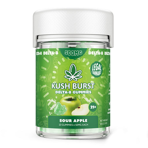 Kush Burst Delta 8 THC Gummies Sour Apple 50mg jar
