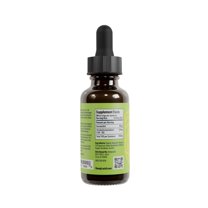 HempLucid Delta 9 THC Beverage Enhancer 30ml dropper bottle, label | CBDdatabase.com