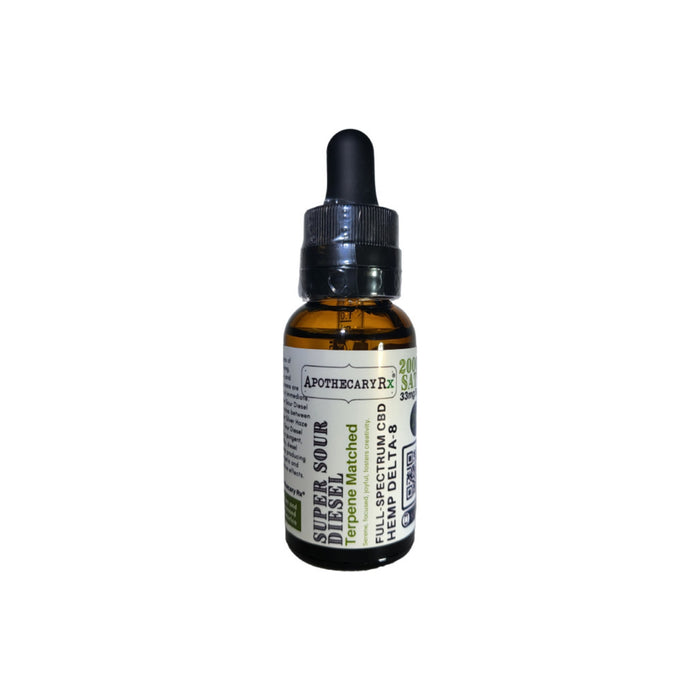 Apothecary Rx CBD and Delta 8 THC Oil Tincture Super Sour Diesel 2000mg bottle