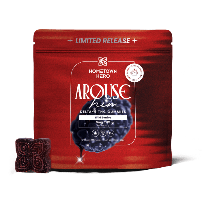 Hometown Hero Arouse Delta 9 Gummies Him Wild Berry 5mg (8 Count) | CBDdatabase.com