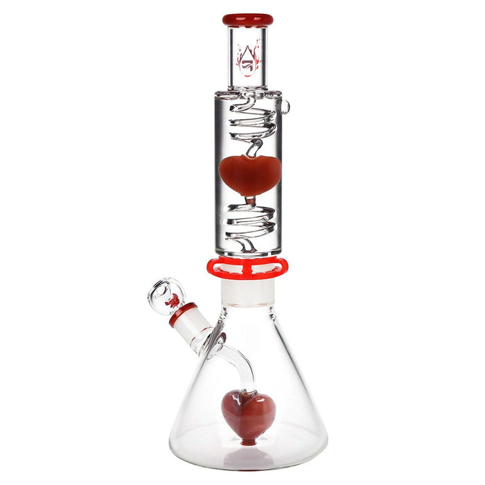 Pulsar Love Heart Beat Glycerin Beaker Glass Bong - 14" / 19mm F