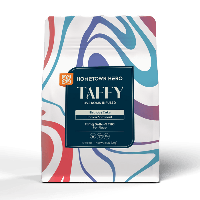 Hometown Hero Live Rosin Delta 9 Taffy Birthday Cake 15mg (10 to 30 Count) | CBDdatabase.com