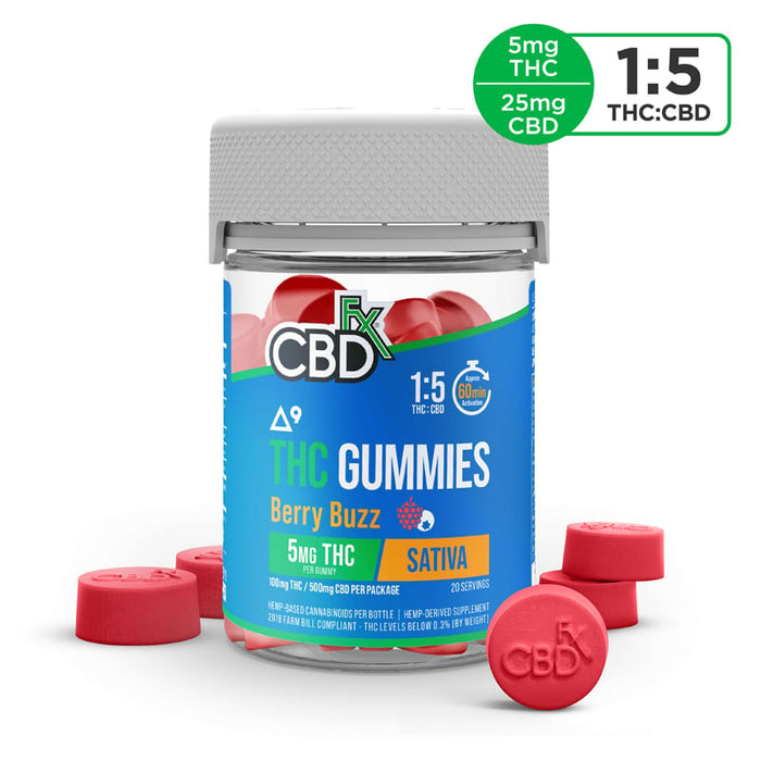 CBDfx Berry Buzz THC Gummies with CBD (5mg & 10mg THC)
