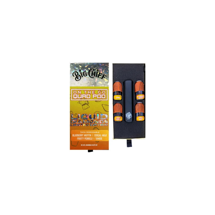 Big Chief Hemp THCA Liquid Diamonds Quad Pod Disposable Vape 2g (4 Pods) Blueberry Muffin Edition