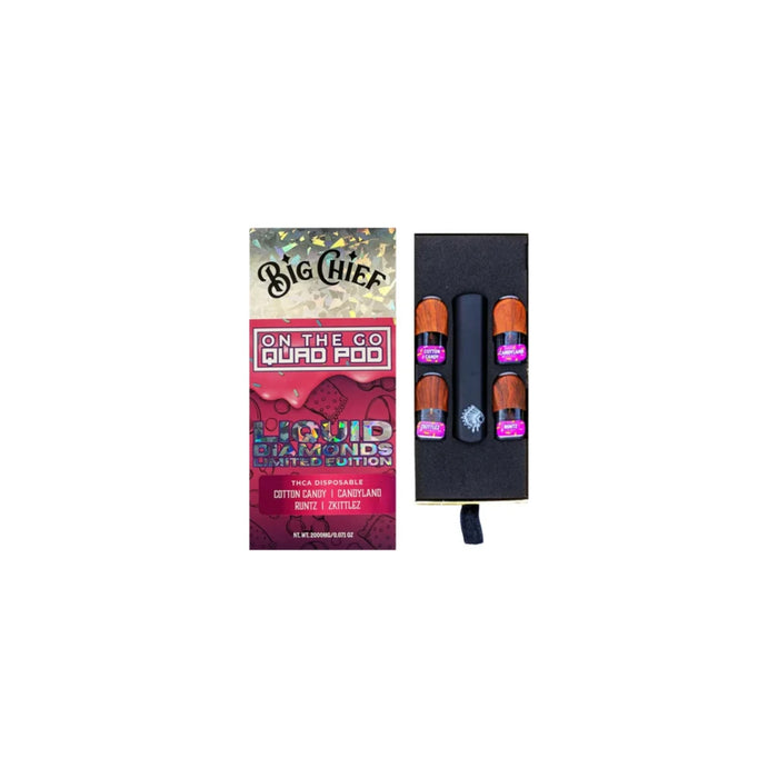 Big Chief Hemp THCA Liquid Diamonds Quad Pod Disposable Vape 2g (4 Pods) Cotton Candy Edition