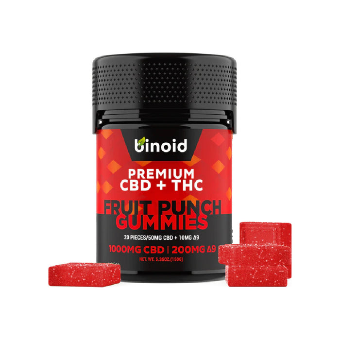 Binoid CBD and Delta 9 THC Gummies (20 Count) Fruit Punch