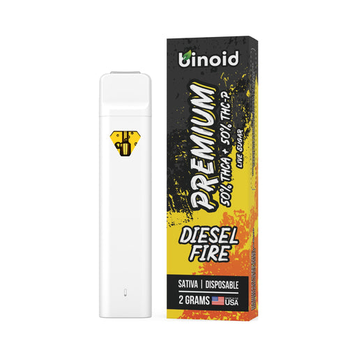 Binoid Live Sugar THCA and THC-P Disposable Vape Pure 50/50 2g Diesel Fire front | CBDdatabase.com