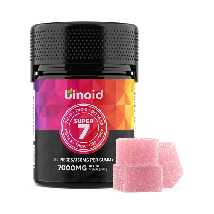 Binoid Super 7 Gummies Grape Cotton Candy 7000mg (20 Count) front | CBDdatabase.com