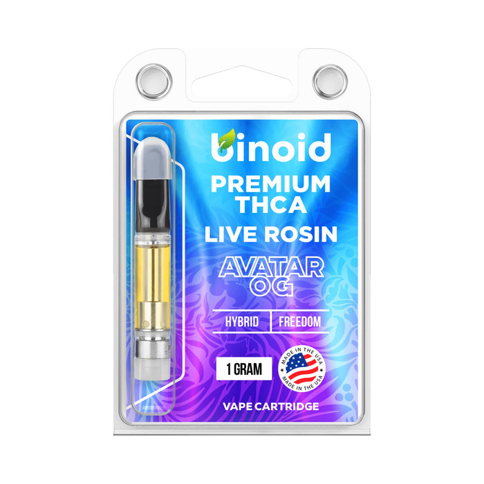 Binoid THCA Live Rosin Cartridge 1g Avatar OG front | CBDdatabase.com