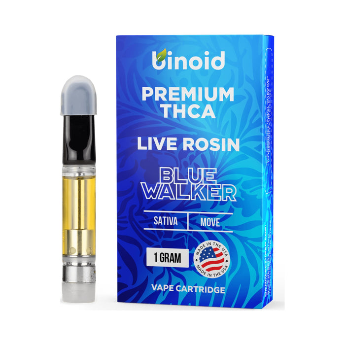 Binoid THCA Live Rosin Cartridge 1g Blue Walker front | CBDdatabase.com