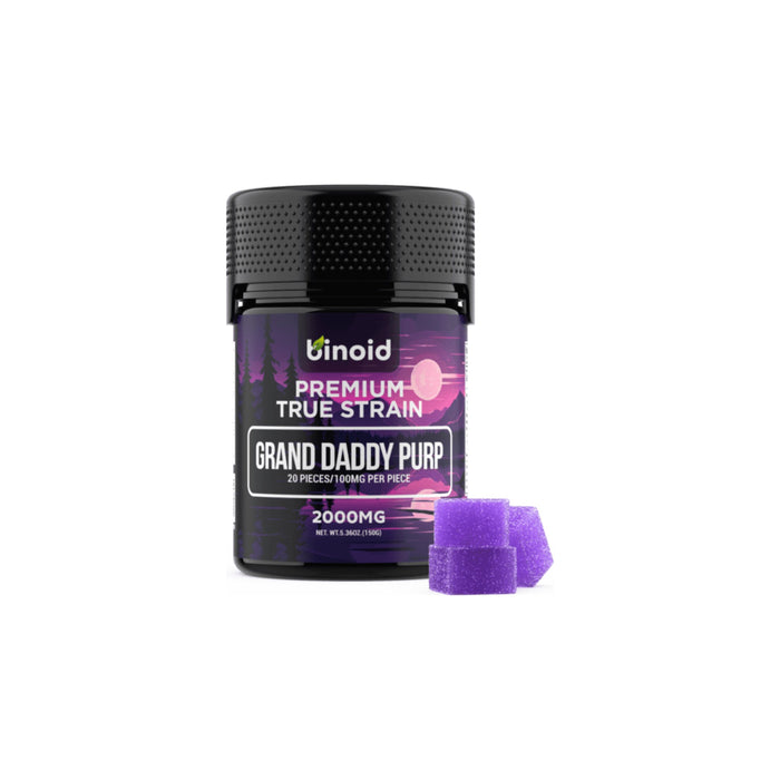 Binoid True Strain Gummies 2000mg (20 Count) Grand Daddy Purp front | CBDdatabase.com