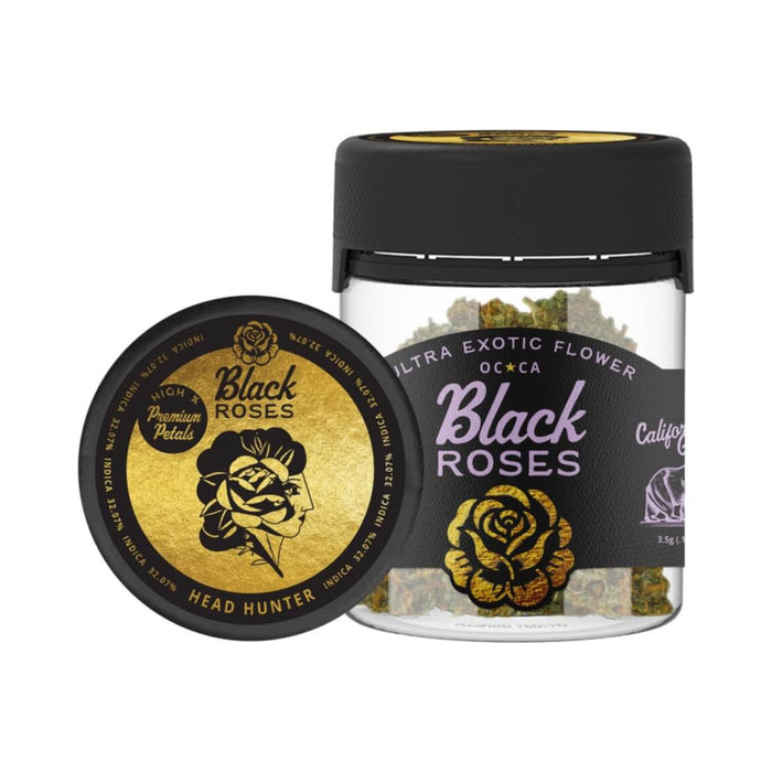 Black Roses Ultra Exotic THCA Flower 3.5g Head Hunter front | CBDdatabase.com
