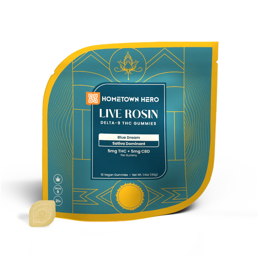 Hometown Hero Live Rosin Delta 9 + CBD Gummies Blue Dream 5mg (10 Count) | CBDdatabase.com