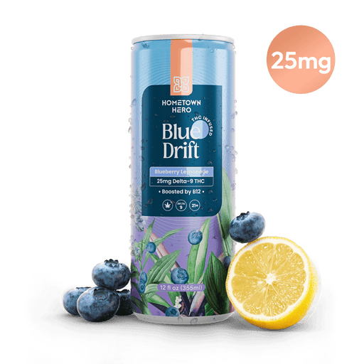 Hometown Hero Sparkling THC Lemonade Blue Drift 25mg (4 Pack) | CBDdatabase.com