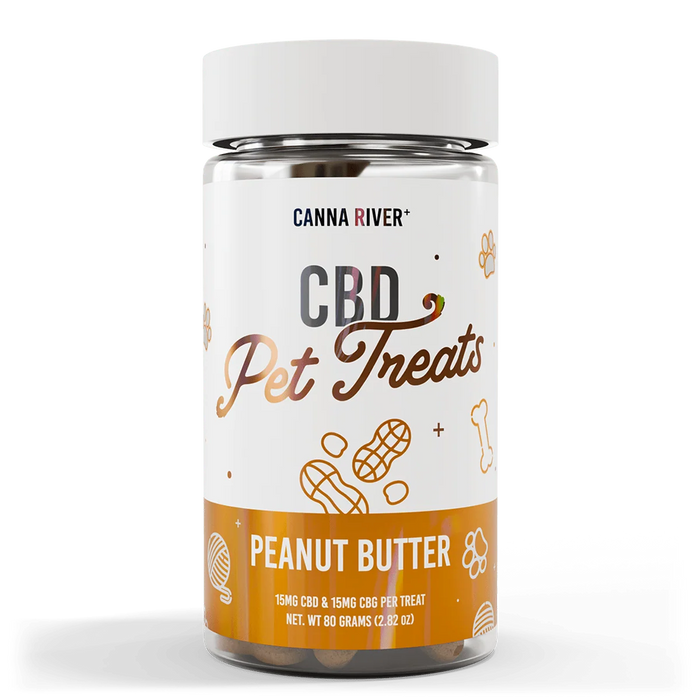 Canna River Broad Spectrum CBD Pet Treats with CBG 30mg (30 Count) Peanut Butter