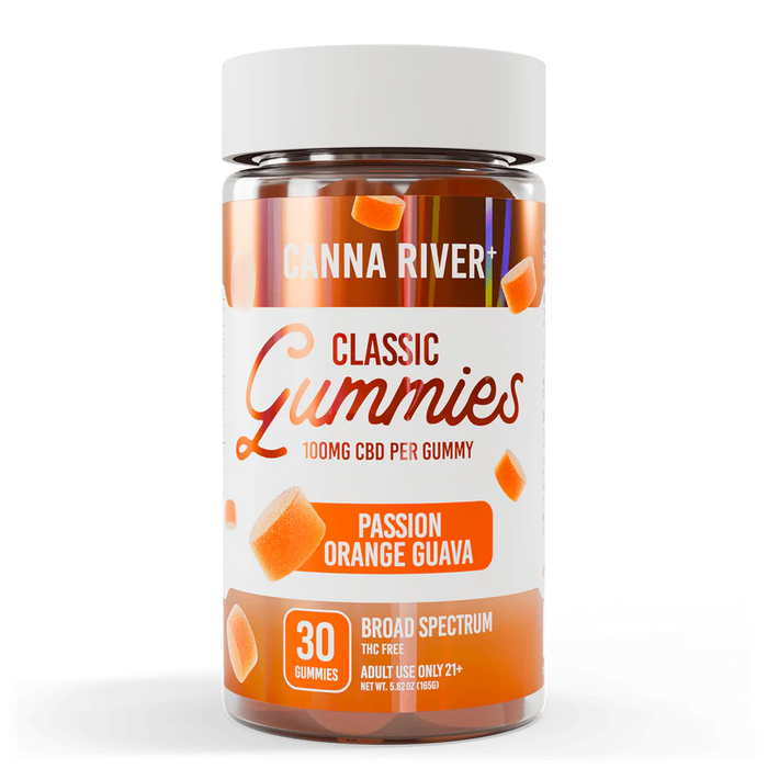 Canna River Classic Broad Spectrum CBD Gummies 100mg (30 Count) Passion Orange Guava