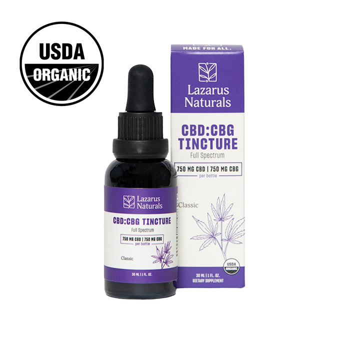 Lazarus Naturals Organic Full Spectrum CBD + CBG Tincture, 1:1 (1500mg & 6000mg) - image 1