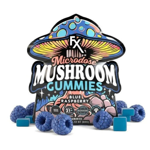 CBDfx Blue Raspberry Microdose Mushroom Gummies (15 Count)