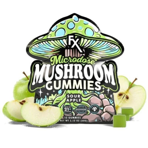 CBDfx Sour Apple Microdose Mushroom Gummies (15 Count)
