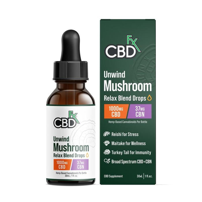 CBDfx Relax Blend Mushroom Tincture + CBN + CBD (1000mg, 2000mg & 4000mg)